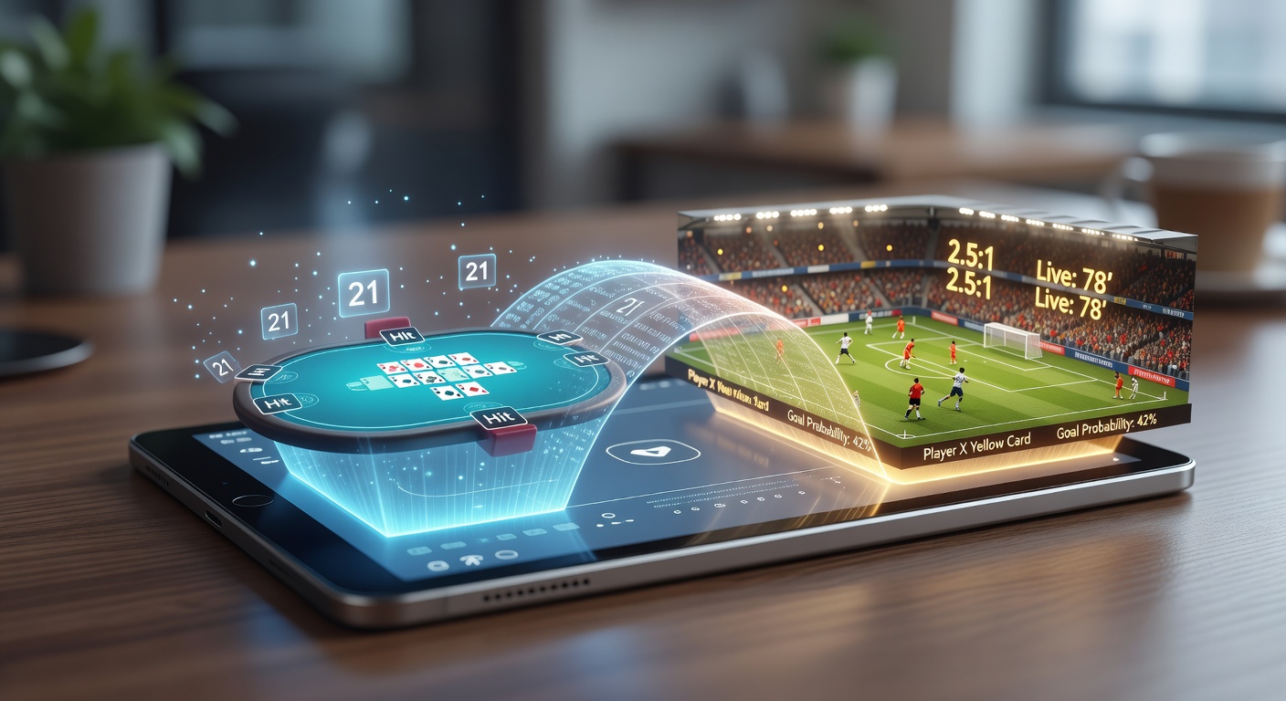 Mobile device displaying integrated support interface for digital table games and sports betting