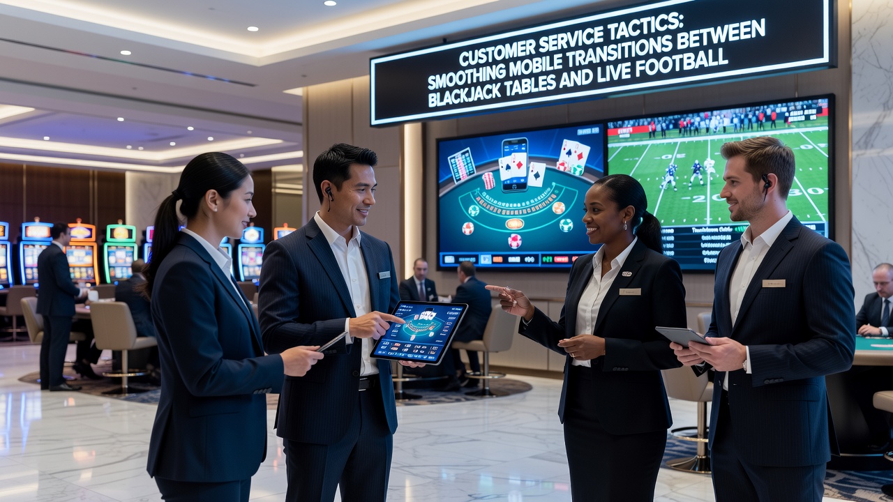 Mobile screen showing synchronized blackjack and football betting interface with support chat open