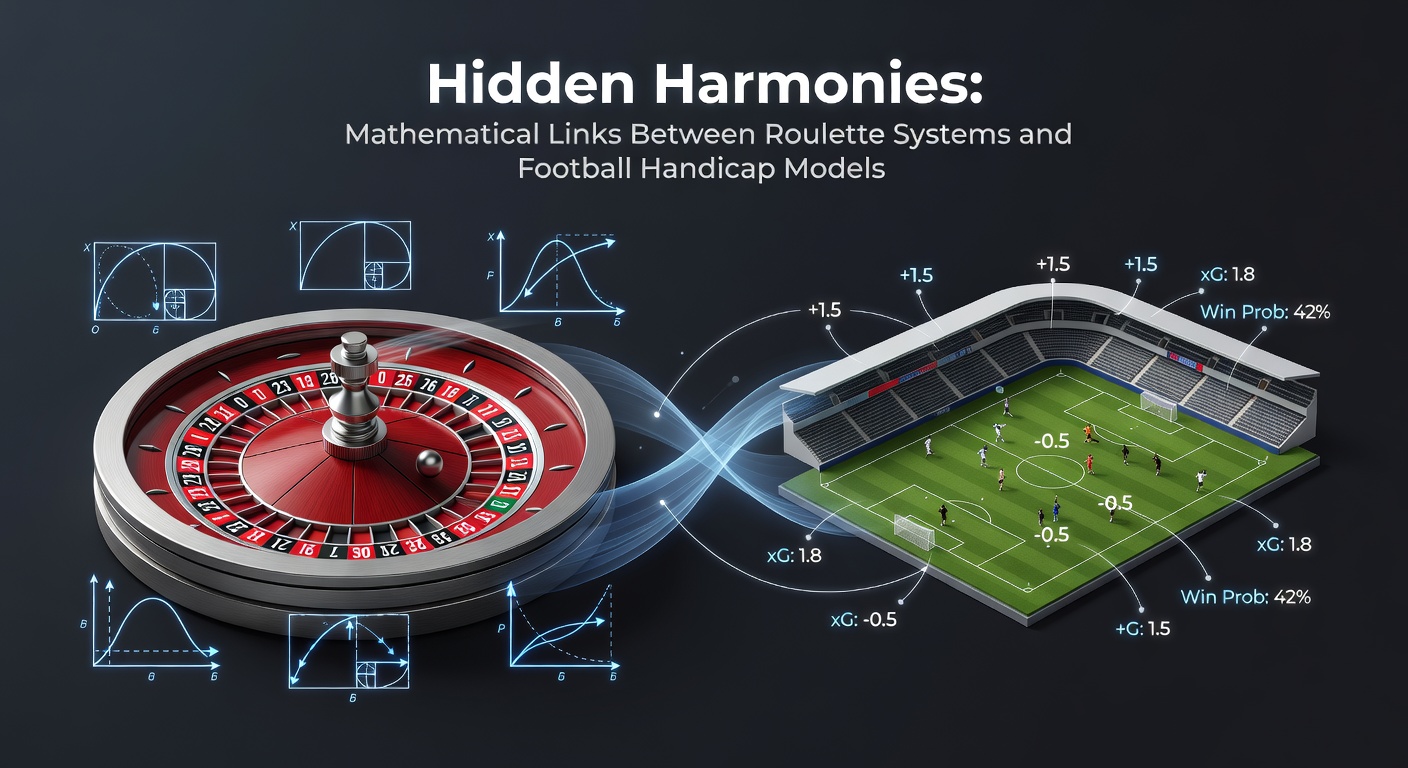 Visual representation of roulette wheel intersecting with a football pitch diagram, highlighting probabilistic overlays