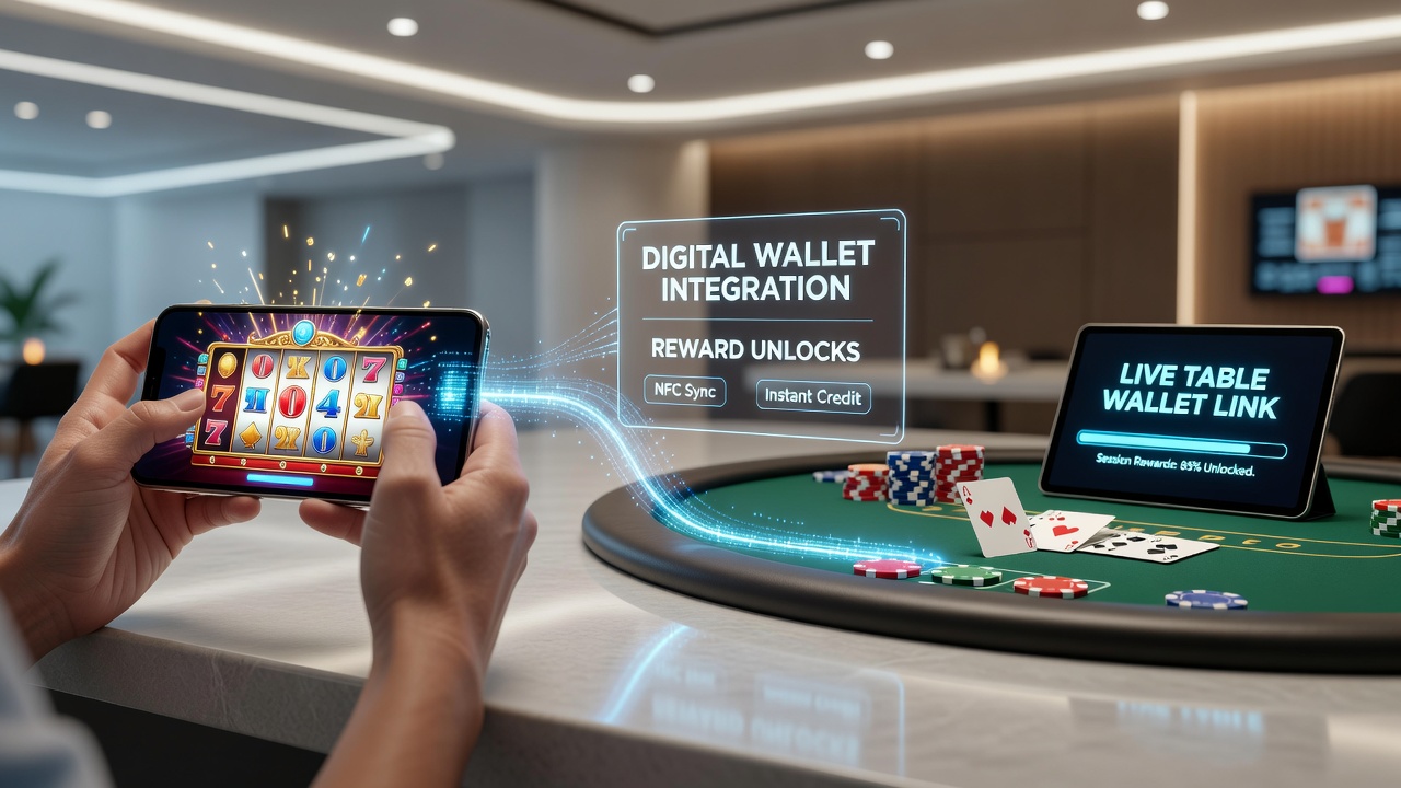 Live dealer table interface with digital wallet reward notifications appearing in real time