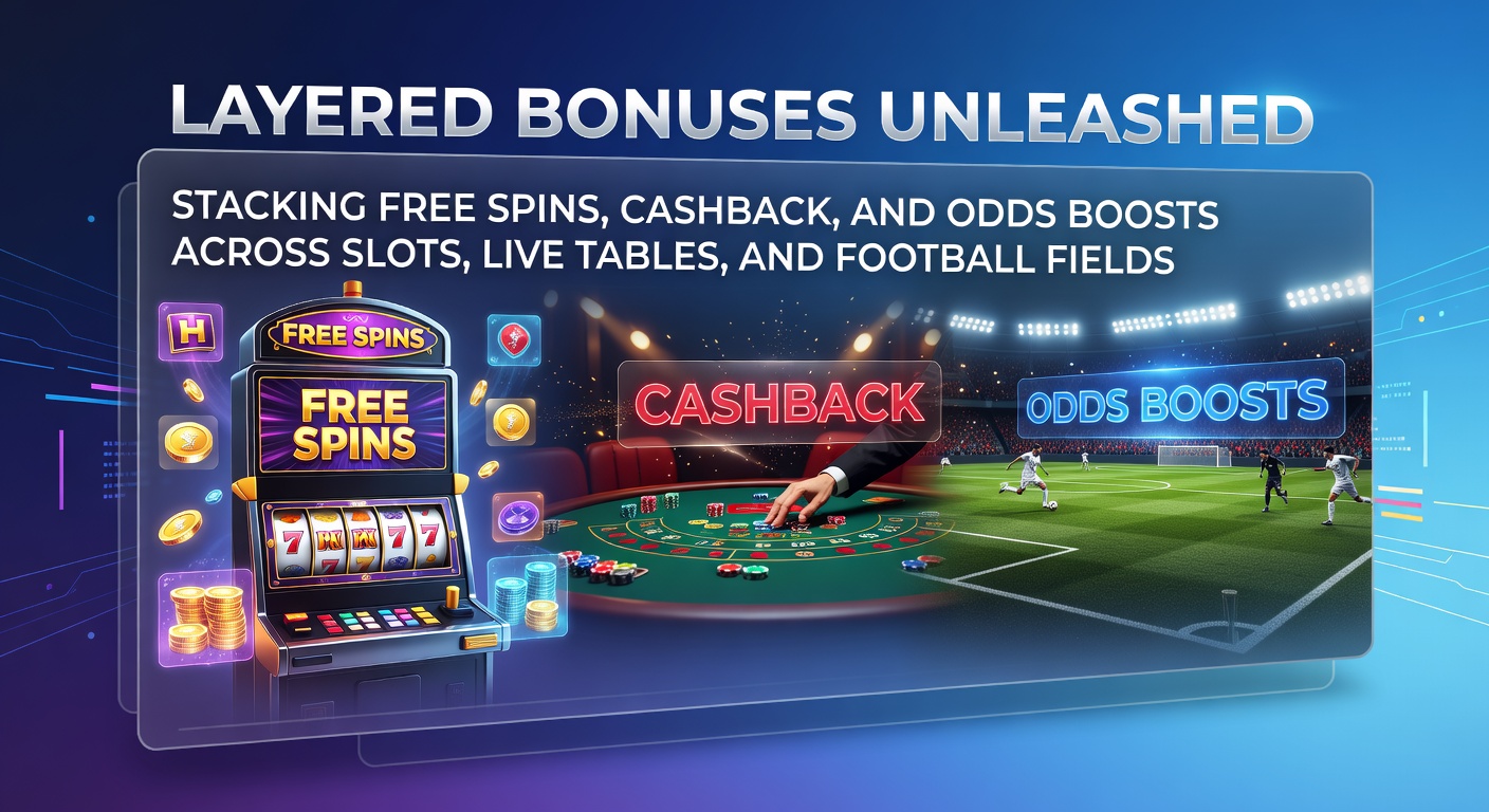 Vibrant digital collage showing stacked casino chips, spinning slot reels, live dealer roulette table, and a football stadium with glowing odds displays