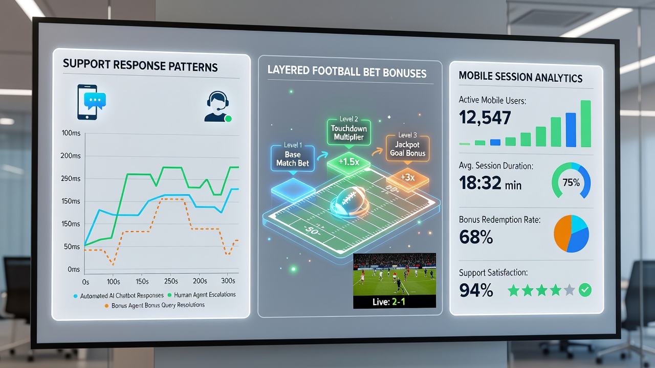 Support dashboard displaying categorized live casino and football bonus queries